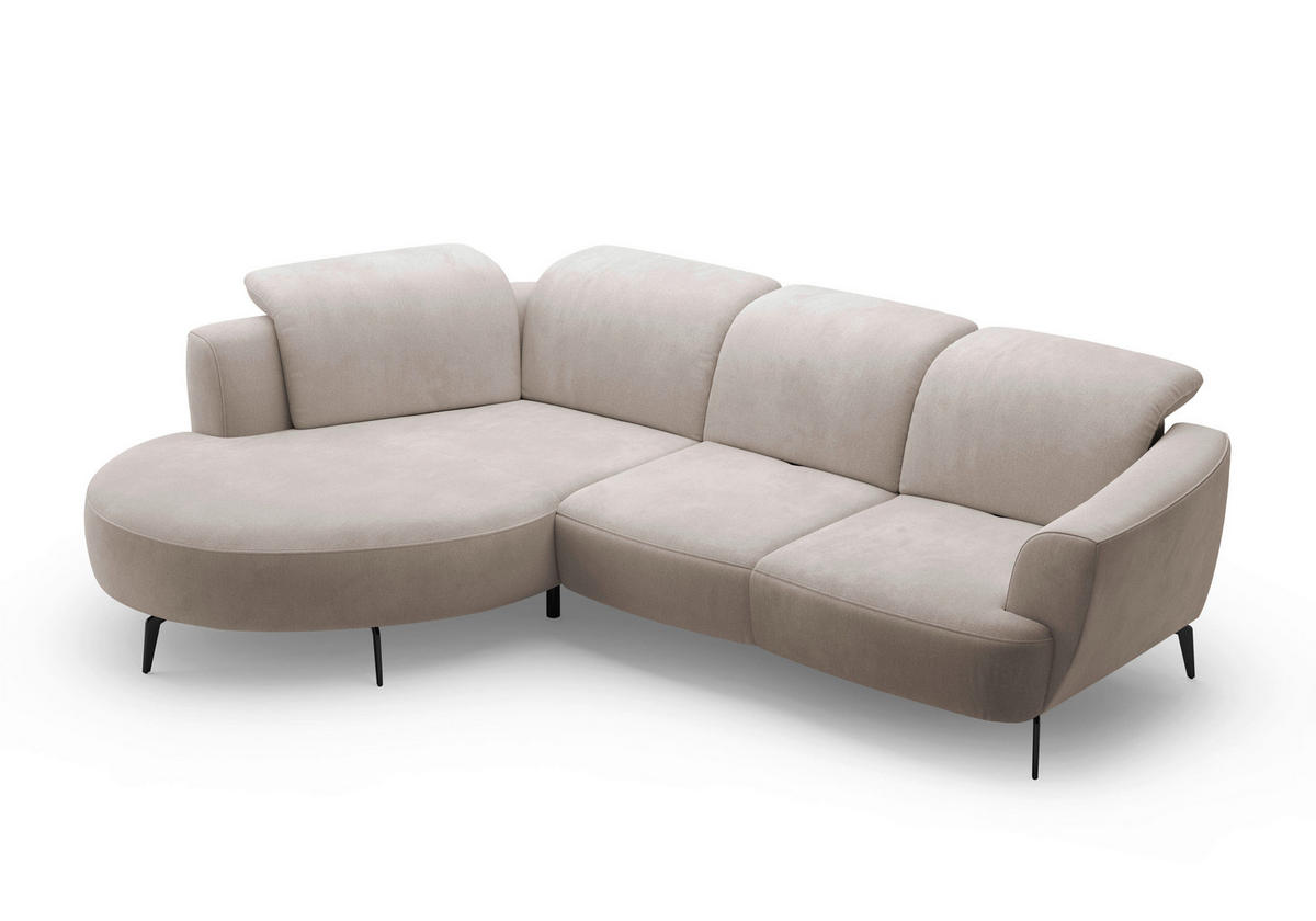 ECKSOFA in Flachgewebe Greige  - Greige/Schwarz, Konventionell, Textil/Metall (199/309cm) - Sit & More