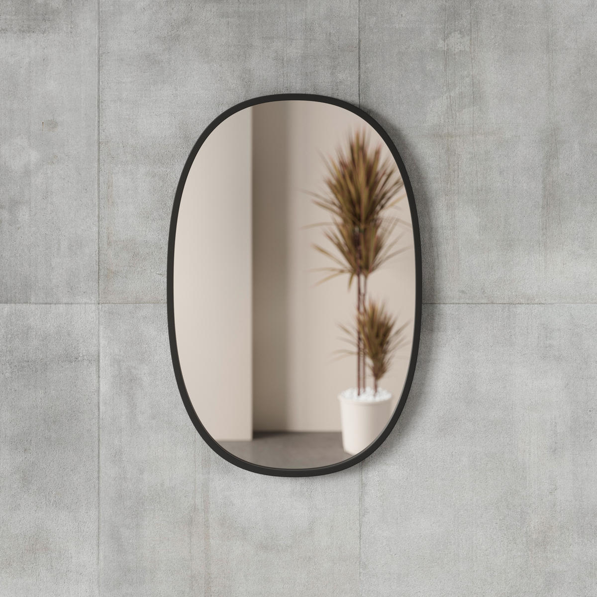 WANDSPIEGEL 61/91/3 cm    in oval  - Schwarz, Basics, Glas/Kunststoff (61/91/3cm) - Umbra
