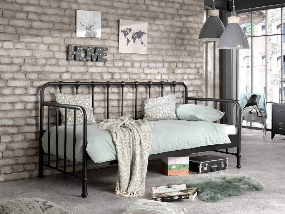 KINDER-/JUNIORBETT 90/200 cm  in Schwarz  - Schwarz, MODERN, Holz/Metall (90/200cm) - MID.YOU