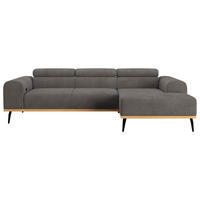 ECKSOFA Dunkelgrau Chenille Kopfteilverstellung, Sitzvorzug  - Dunkelgrau/Schwarz, KONVENTIONELL, Textil/Metall (244/157cm) - Cotta
