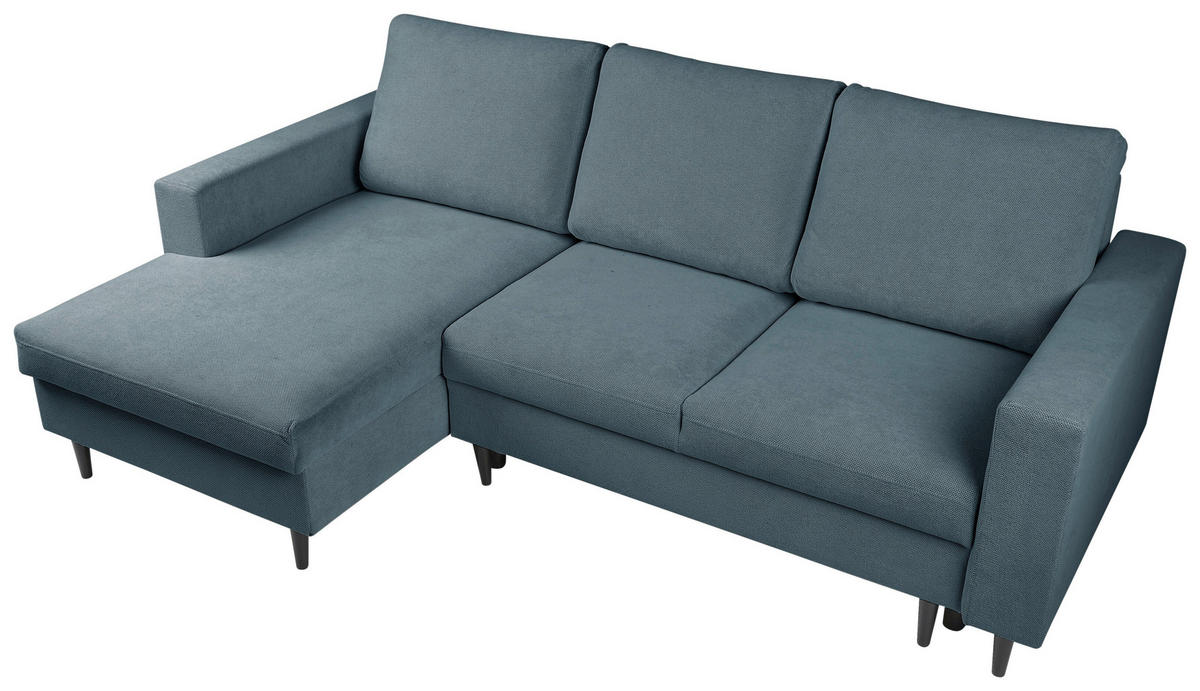ECKSOFA in Struktur Dunkelgrau  - Dunkelgrau/Schwarz, Modern, Holz/Kunststoff (145/230cm) - MID.YOU