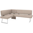 ECKBANK 160/185 cm  in Edelstahlfarben, Greige  - Edelstahlfarben/Greige, Design, Textil/Metall (160/185cm) - Dieter Knoll