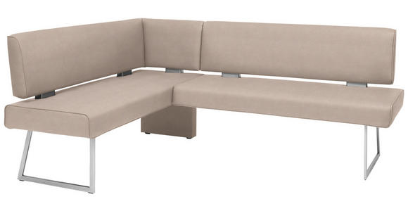 ECKBANK 160/185 cm  in Edelstahlfarben, Greige  - Edelstahlfarben/Greige, Design, Textil/Metall (160/185cm) - Dieter Knoll