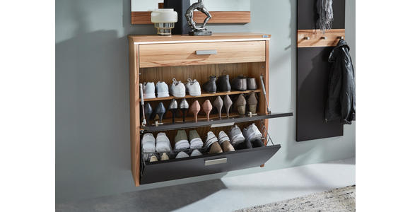 SCHUHSCHRANK 93/96/32 cm - Silberfarben/Buchefarben, Design, Holz/Holzwerkstoff (93/96/32cm) - Dieter Knoll