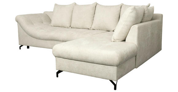 ECKSOFA Perlmutt Struktur - Perlmutt/Schwarz, KONVENTIONELL, Textil/Metall (274/194cm) - Carryhome