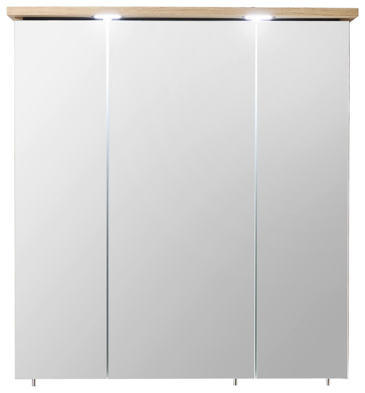 TÜKRÖS SZEKRÉNY 65/72/20 cm  - krómszínű/tölgyfa színű, Konventionell, faalapú anyag/üveg (65/72/20cm) - Xora