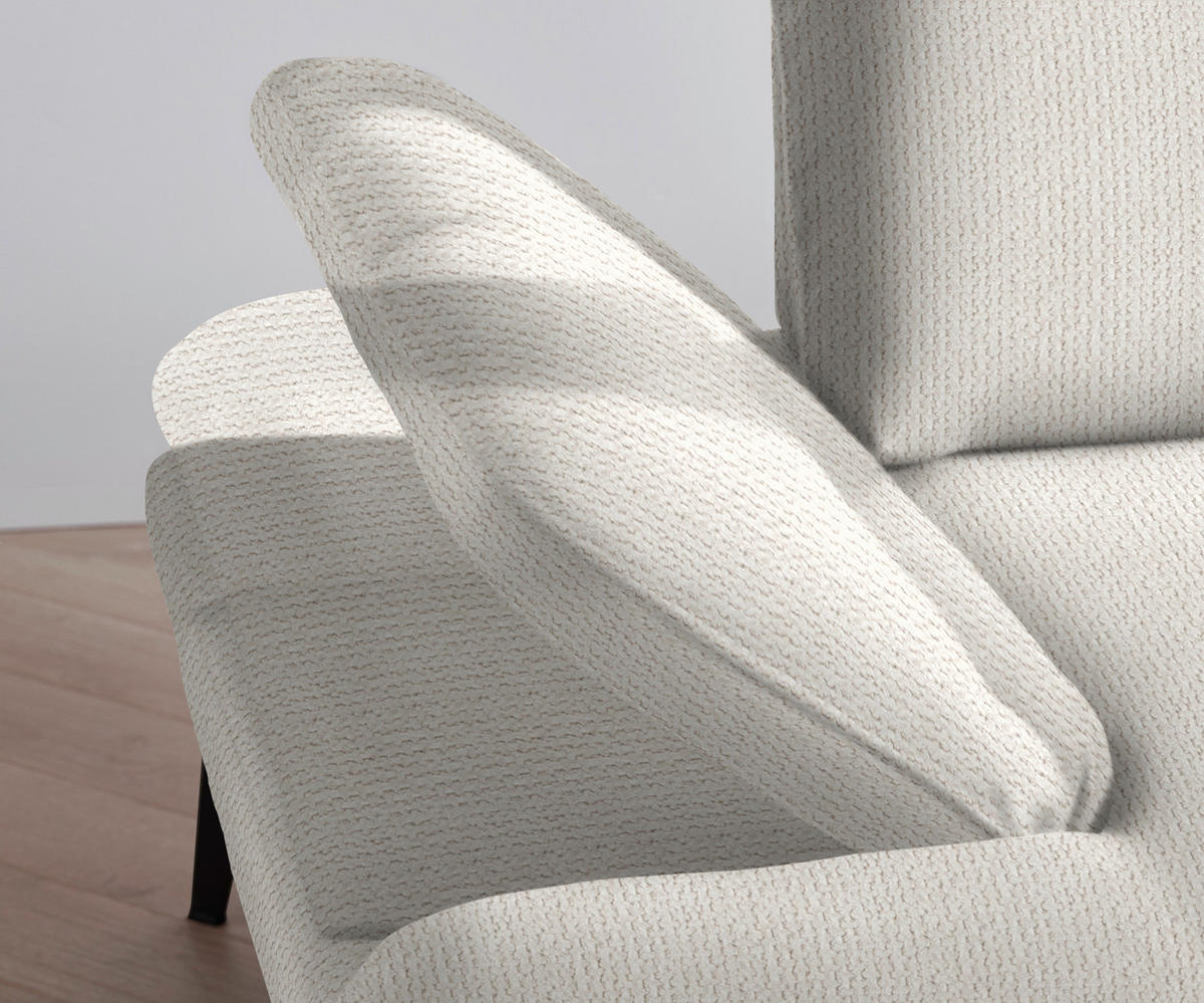 ECKSOFA in Webstoff Creme  - Creme/Schwarz, Design, Textil/Metall (289/180cm) - Stylife