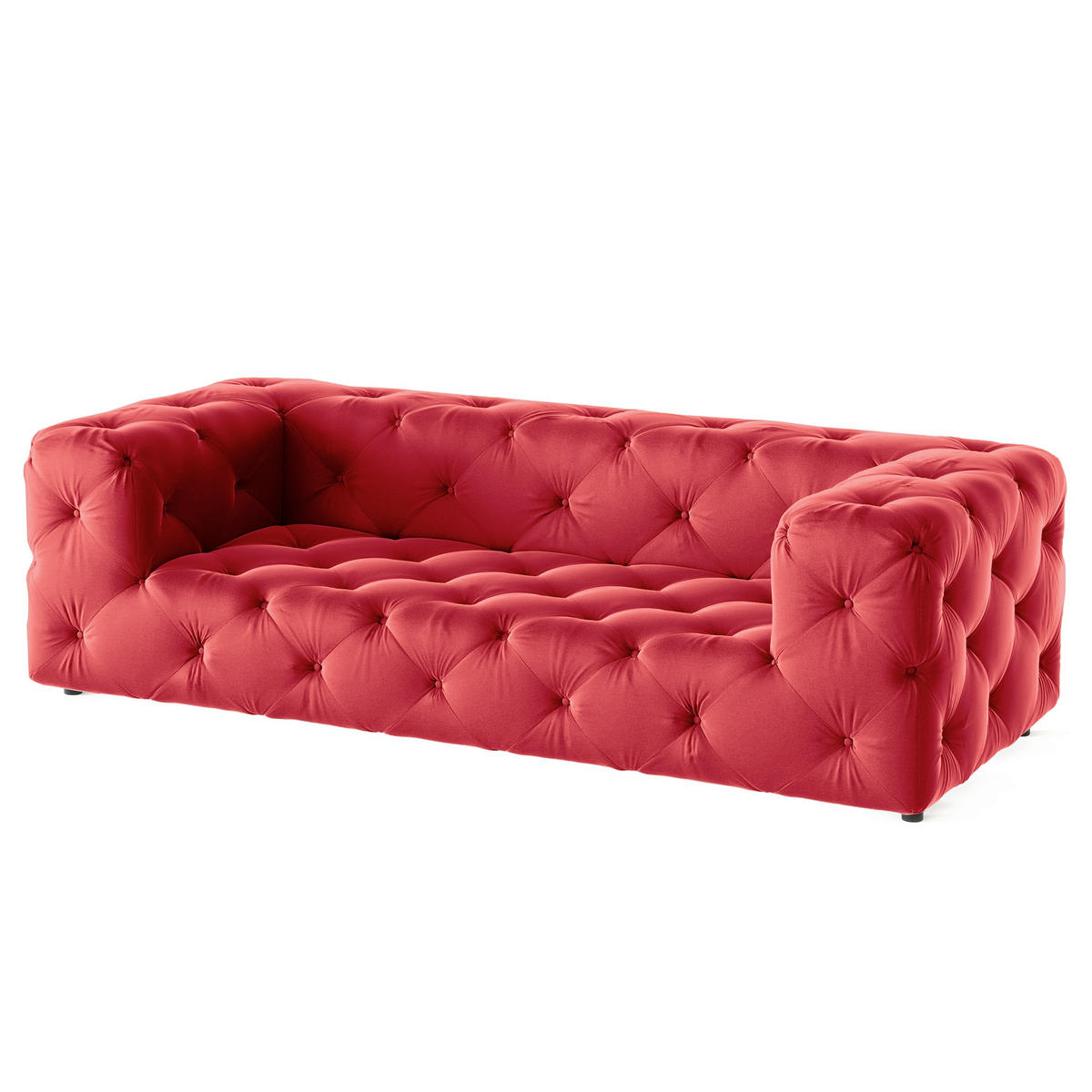 3-SITZER-SOFA Samt Rot  - Rot/Schwarz, Design, Kunststoff/Textil (230/71/100cm) - P & B