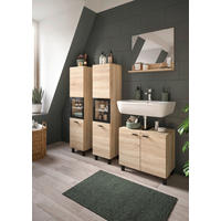 BADEZIMMER 4-teilig  in 117 cm  - Schwarz/Sonoma Eiche, MODERN, Glas/Holzwerkstoff (117cm) - MID.YOU