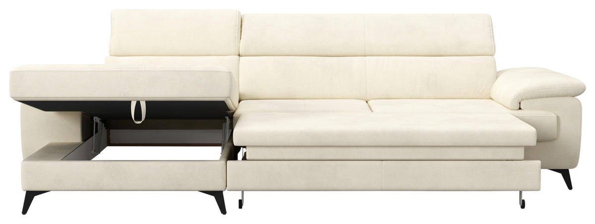SAROKGARNITÚRA textil krém  - fekete/krém, Basics, textil/fém (169/300cm) - Welnova
