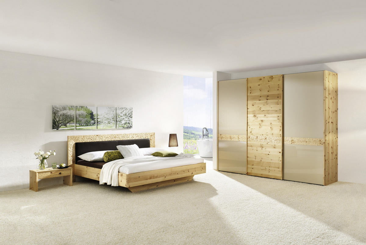 SCHLAFZIMMER  in Zirbelkieferfarben, Birkefarben  - Zirbelkieferfarben/Birkefarben, Design, Glas/Holz - Anrei