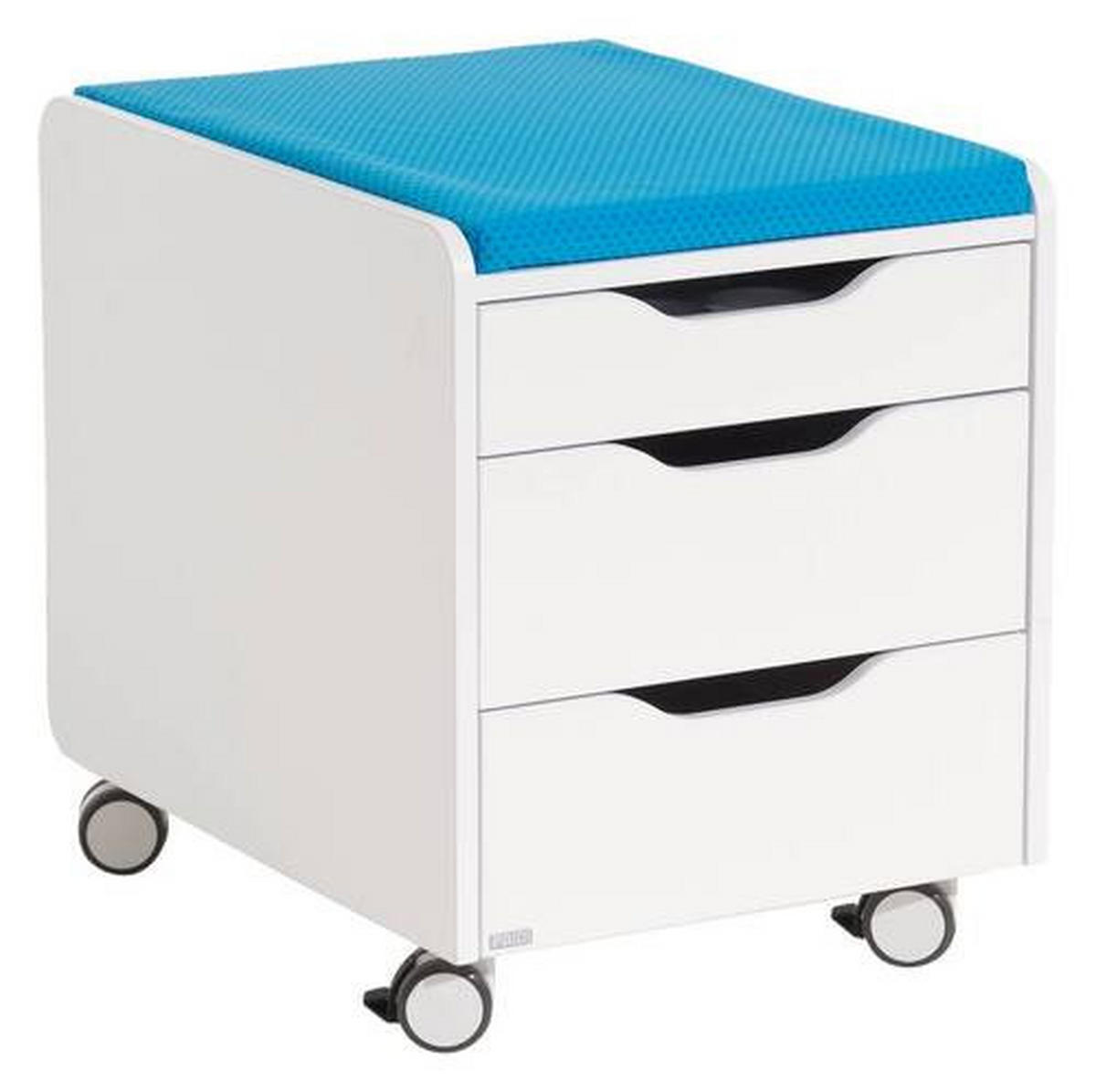 GÖRGŐS KONTÉNER - fehér, Trend, faalapú anyag (44,3/53,7/57,3cm) - Paidi