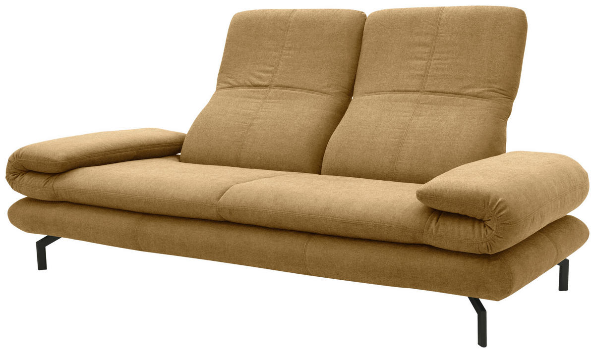 2,5-SITZER mit Funktionen in Webstoff Messingfarben  - Messingfarben/Schwarz, Design, Textil/Metall (224 (284)/83 (110)/98cm) - LOOKS by W.Joop