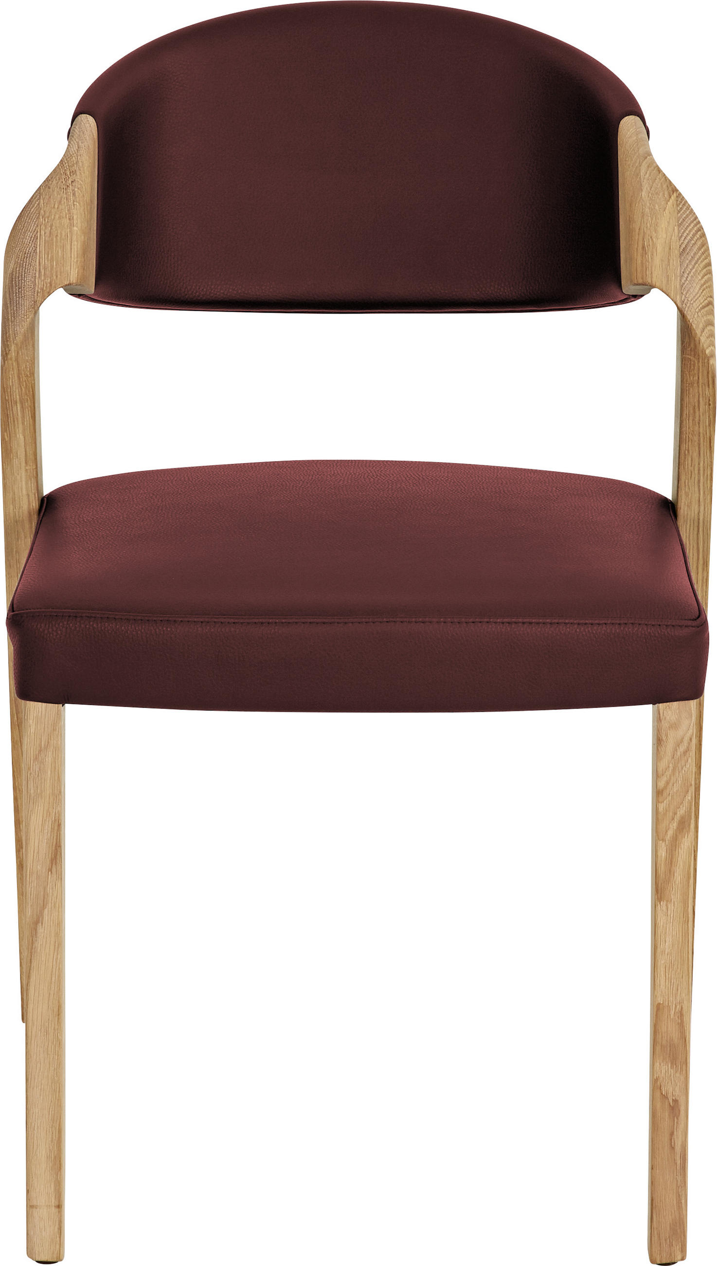 STUHL in Echtleder pigmentiert - Eichefarben/Rot, Natur, Leder/Holz (53/82/57cm) - Voglauer