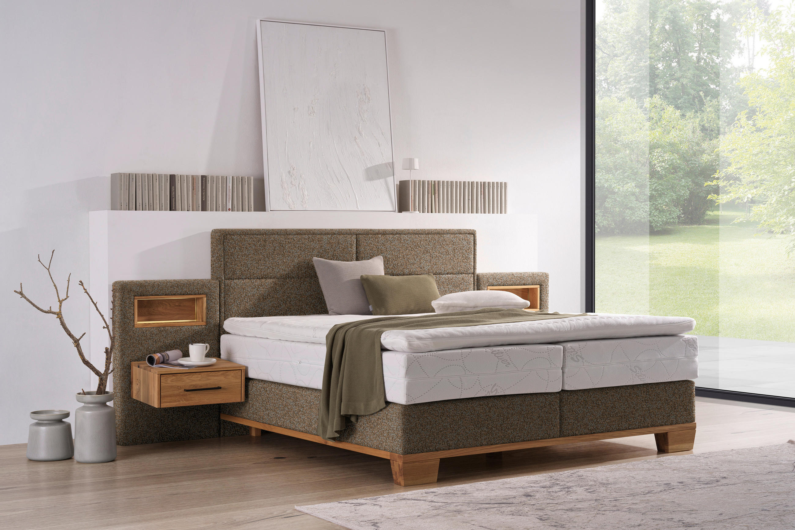 BOXSPRINGBETT 160/200 cm  in Braun, Eichefarben  - Eichefarben/Braun, Natur, Holz/Textil (160/200cm) - Valnatura