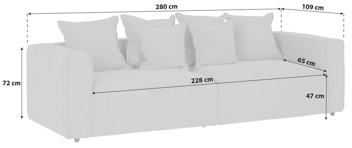 BIGSOFA Mikrofaser Terracotta  - Terracotta/Schwarz, MODERN, Textil (280/72/109cm) - MID.YOU