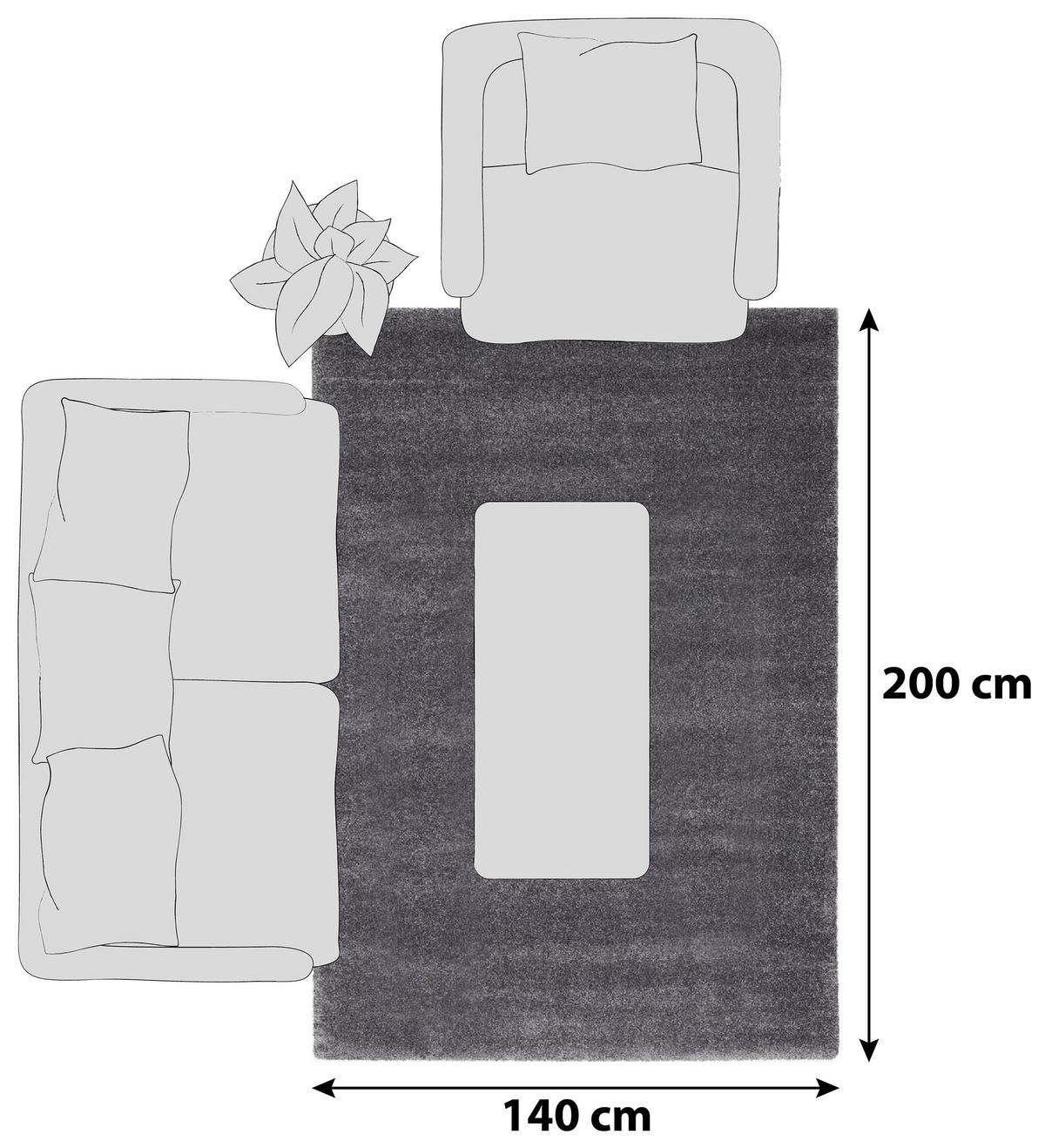 HOCHFLORTEPPICH 140/200 cm Bellevue Dunkelgrau  - Dunkelgrau, Basics, Textil (140/200cm) - Novel