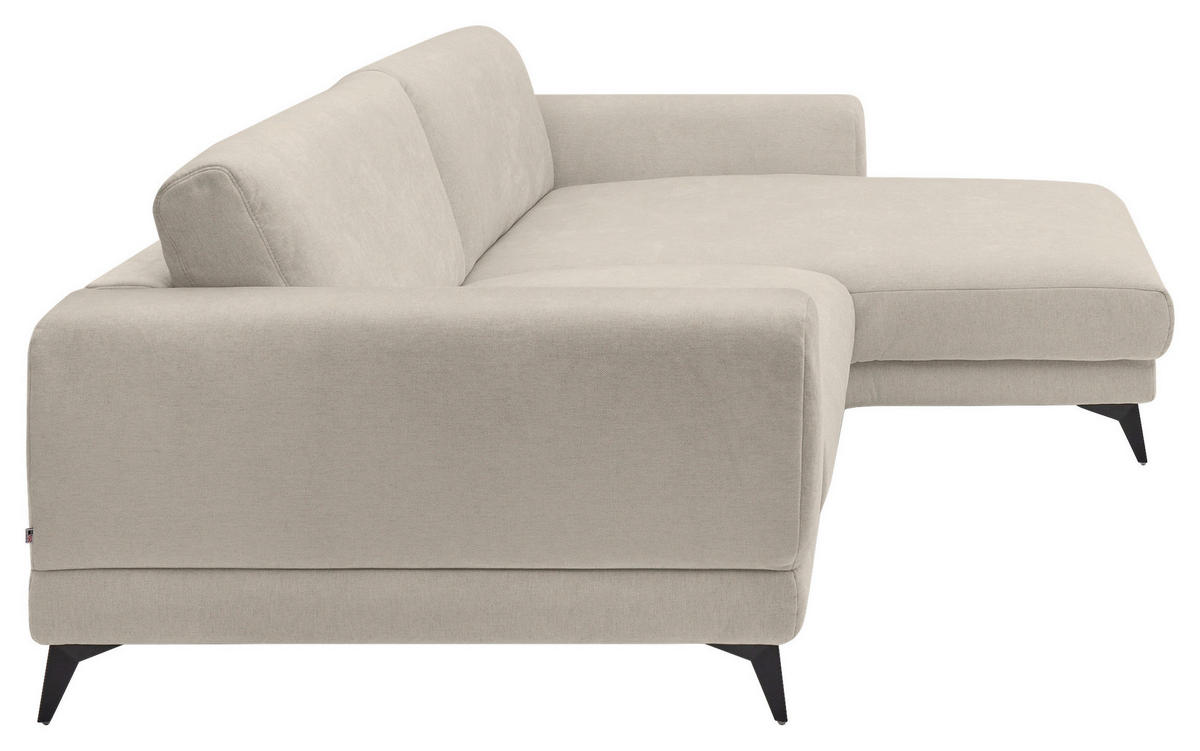 ECKSOFA Naturfarben Chenille  - Schwarz/Naturfarben, KONVENTIONELL, Textil/Metall (292/194cm) - SetOne by Musterring
