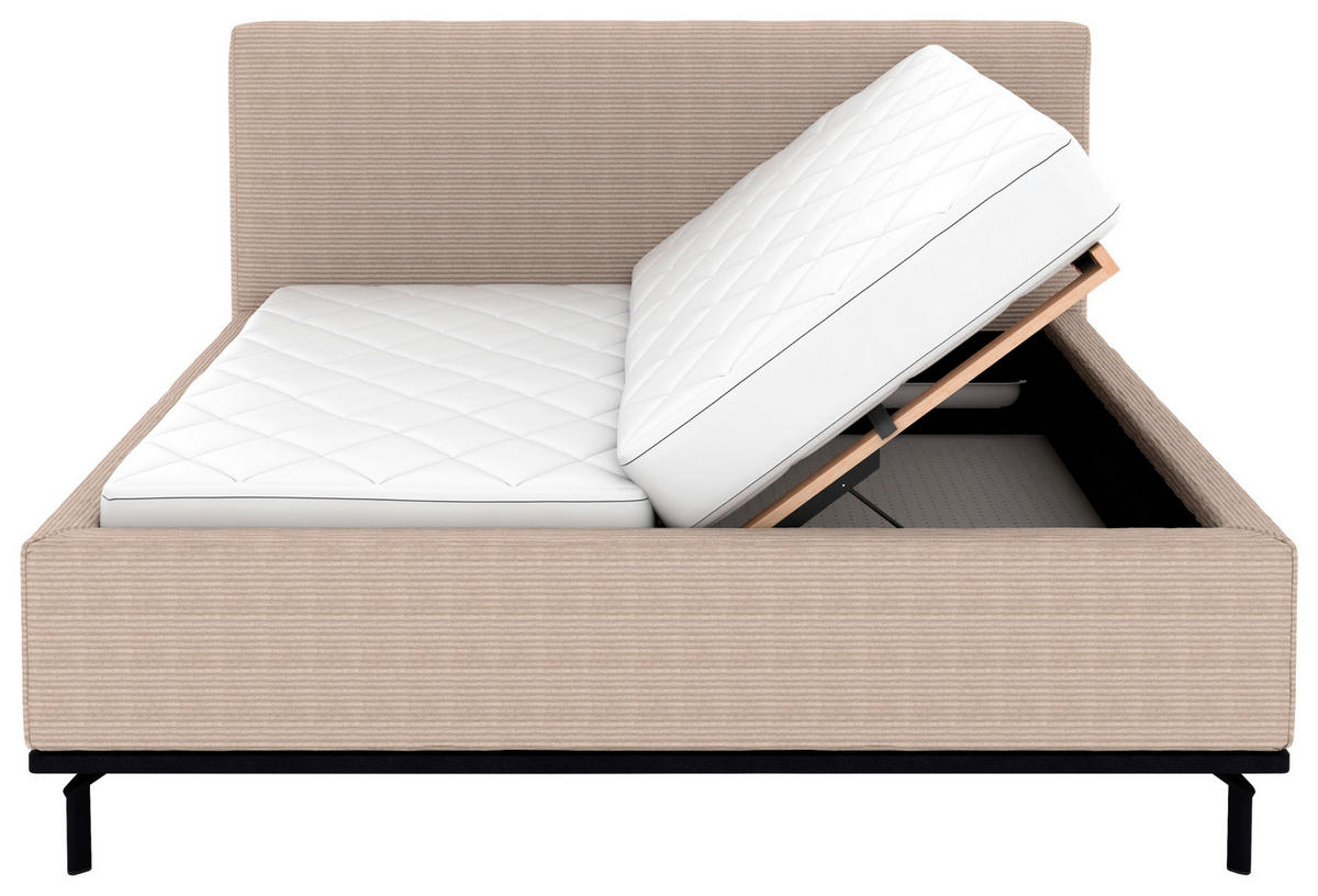 POLSTERBETT Matratze, Lattenrost, Bettkasten 180/200 cm  in Taupe  - Taupe/Graphitfarben, Design, Holz/Textil (180/200cm) - Musterring