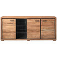 SIDEBOARD Akazie Hartholz Grau, Schwarz, Akaziefarben Einlegebodenbeleuchtung  - Schwarz/Akaziefarben, LIFESTYLE, Glas/Holz (175/78/40cm) - Landscape