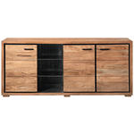 SIDEBOARD Akazie Hartholz Grau, Schwarz, Akaziefarben Einlegebodenbeleuchtung  - Schwarz/Akaziefarben, LIFESTYLE, Glas/Holz (175/78/40cm) - Landscape