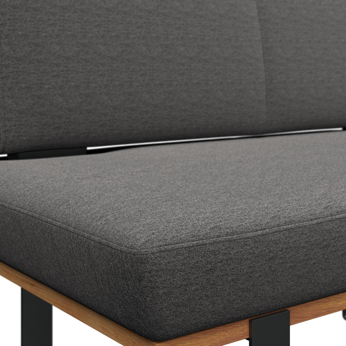 SITZBANK 130/48/90 cm Webstoff Grau Eiche vollmassiv  - Schwarz/Grau, MODERN, Holz/Textil (130/48/90cm) - Livetastic