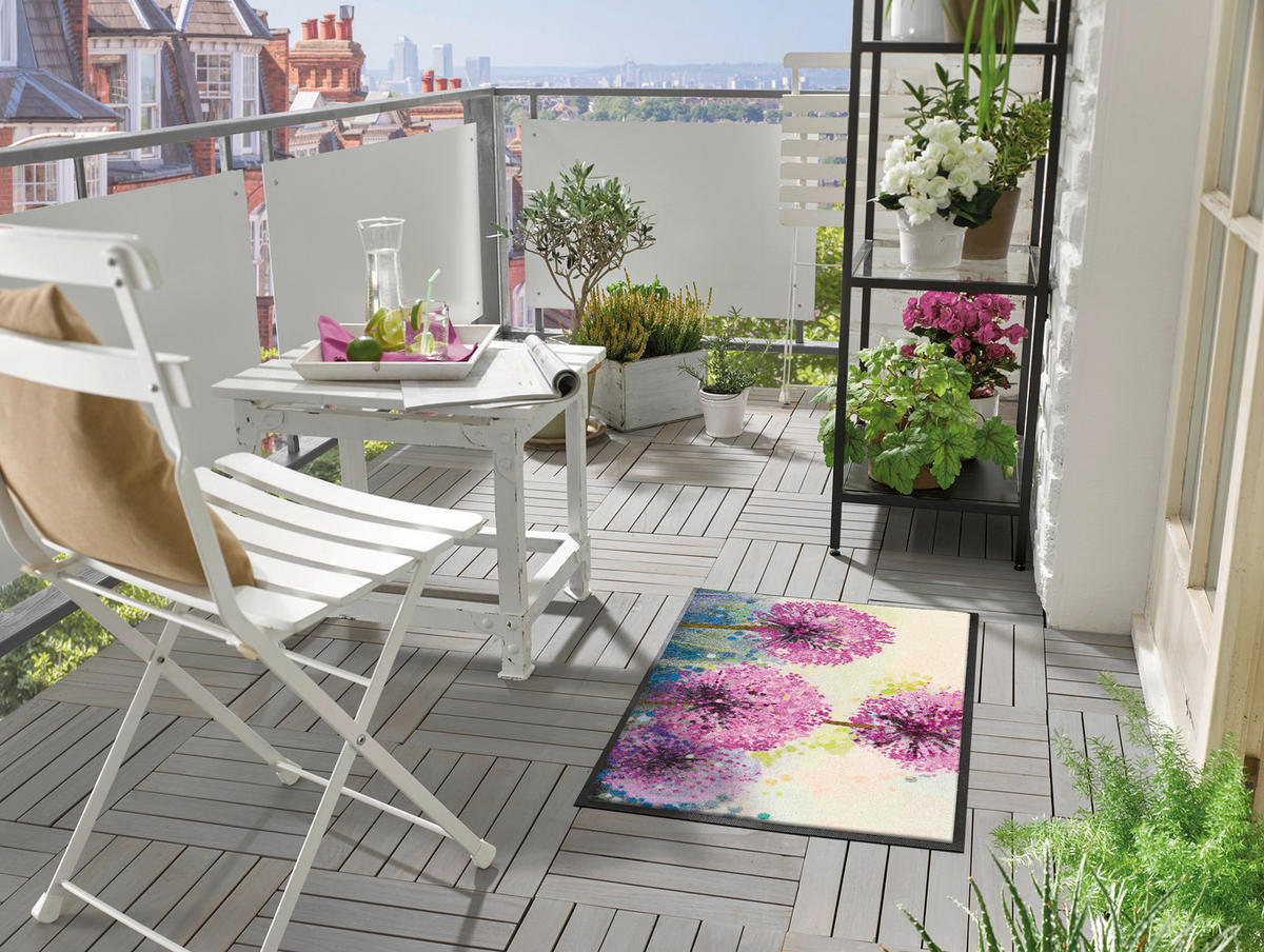 FUßMATTE 50/75 cm Alium  - Violett/Multicolor, KONVENTIONELL, Kunststoff/Textil (50/75cm) - wash+dry