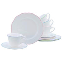 KAFFEESERVICE Lila, Weiß, Hellblau, Hellrosa, Limette Florine Bunt 12-teilig  - Hellrosa/Lila, Basics, Keramik - Creatable