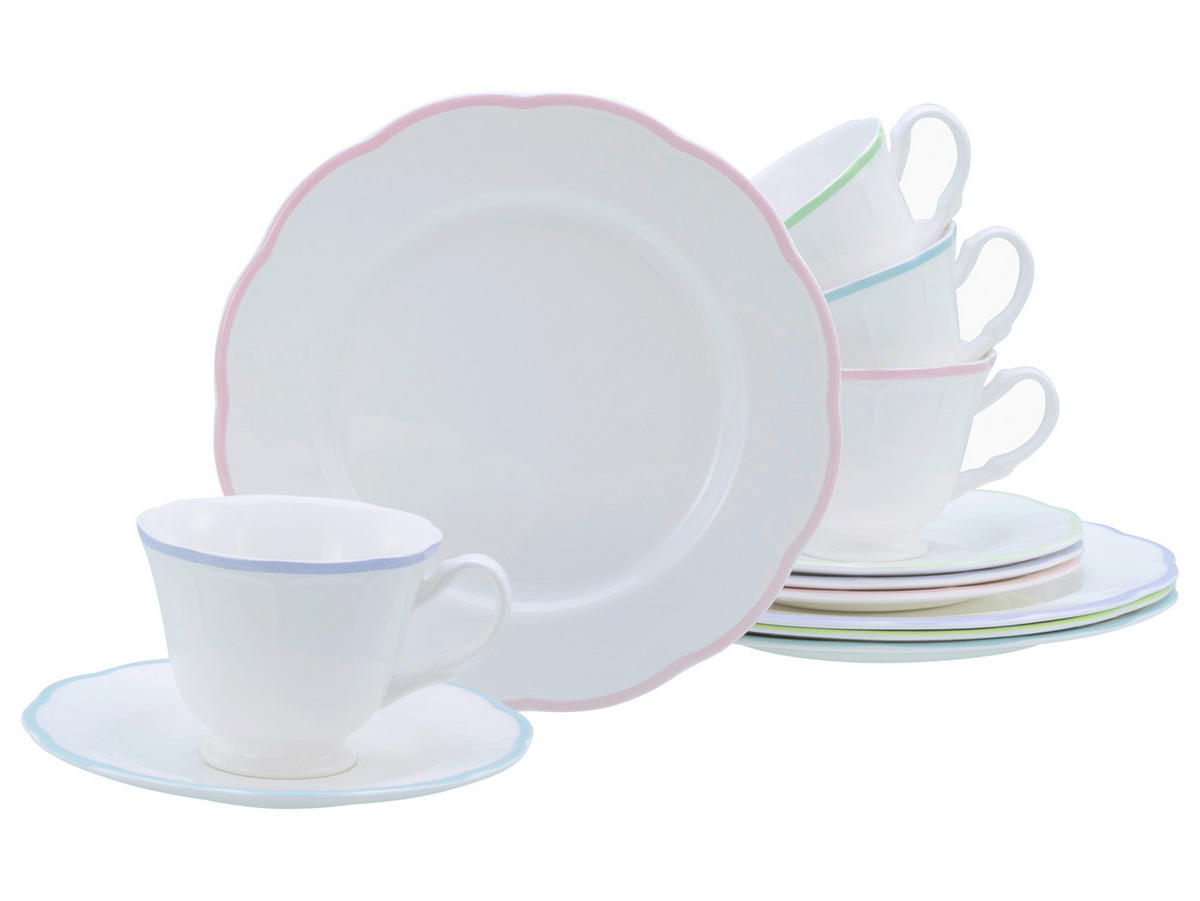 KAFFEESERVICE Lila, Weiß, Hellblau, Hellrosa, Limette Florine Bunt 12-teilig  - Hellrosa/Lila, Basics, Keramik - Creatable