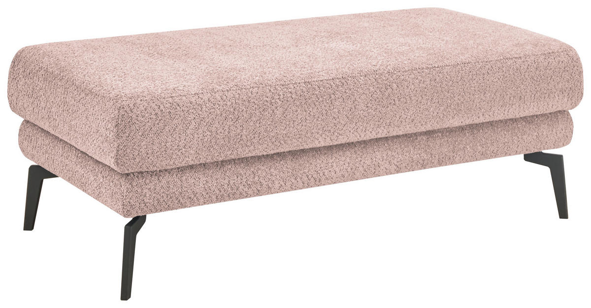 HOCKER Chenille Rosa  - Schwarz/Rosa, KONVENTIONELL, Textil/Metall (130/44/68cm) - SetOne by Musterring