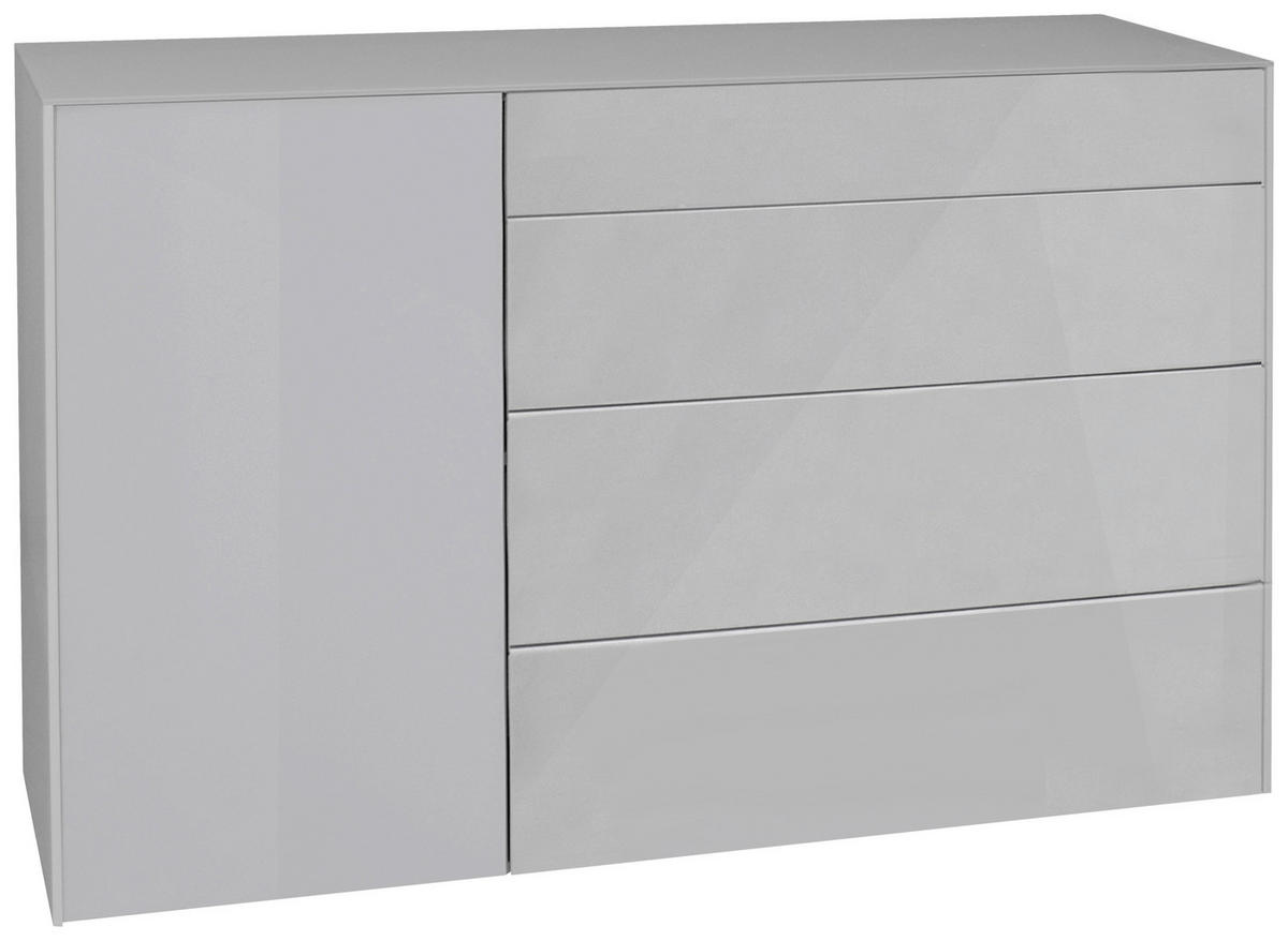 SIDEBOARD Imola  in 131/89/42 cm  - Hellgrau/Schwarz, Design, Glas/Holzwerkstoff (131/89/42cm) - Novel