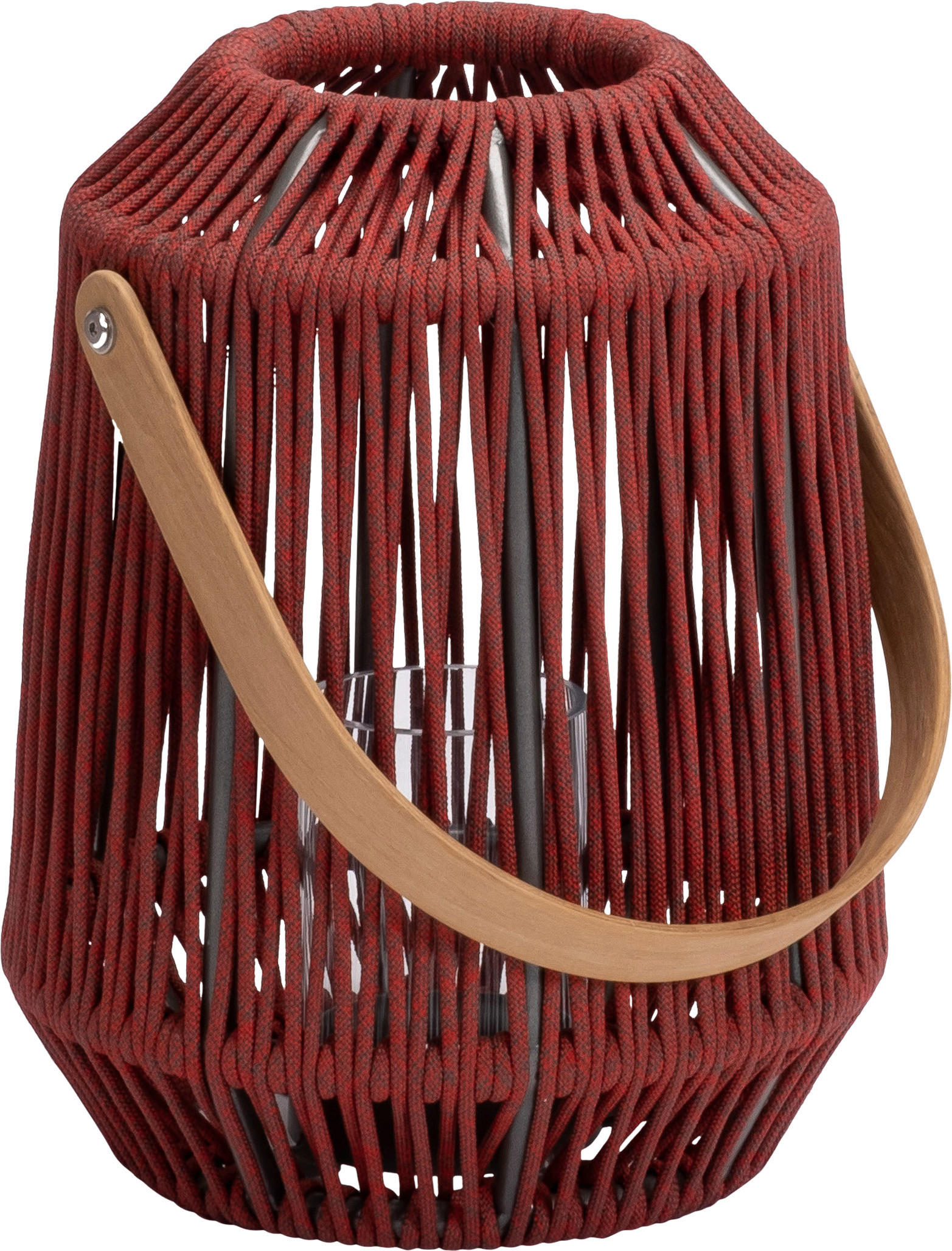 LED-LATERNE - Anthrazit/Rot, Basics, Glas/Holz (30/39/30cm) - Stern