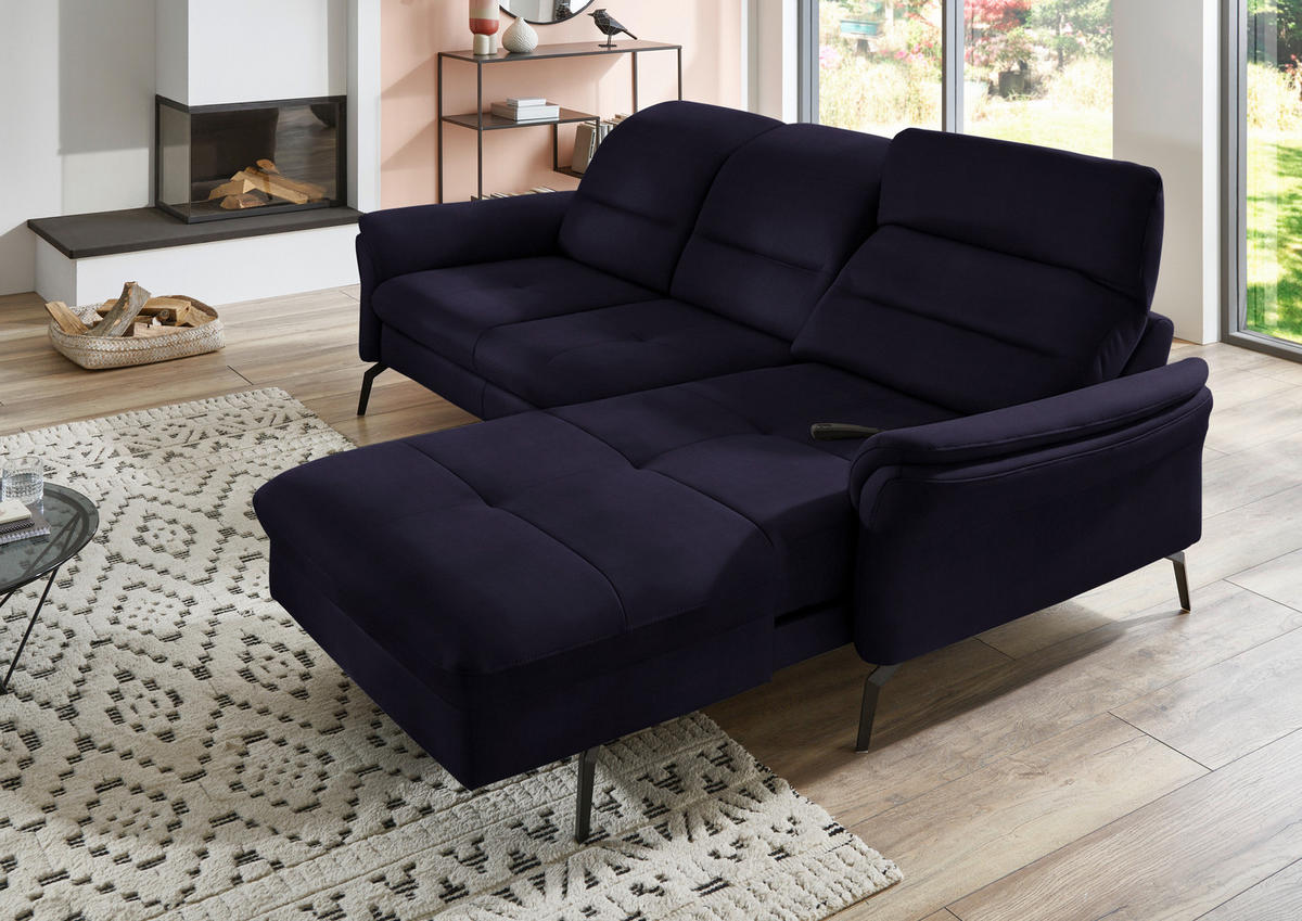 ECKSOFA in Flachgewebe Schwarz  - Schwarz, Konventionell, Textil/Metall (260/181cm) - Beldomo Speed