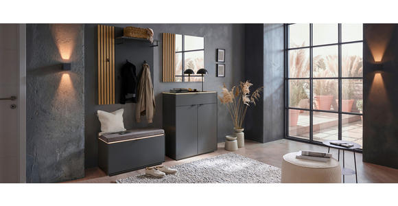 GARDEROBE 4-teilig  in 171/200/40 cm  - Eichefarben/Anthrazit, Design, Glas/Holz (171/200/40cm) - Dieter Knoll