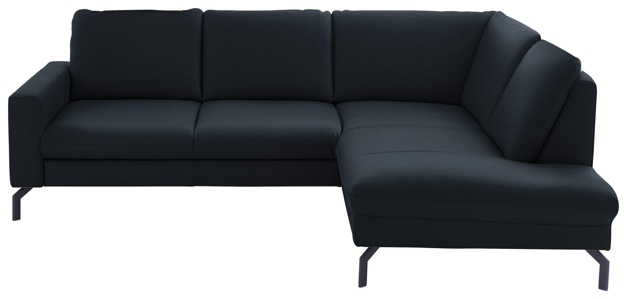 ECKSOFA in Echtleder Dunkelblau  - Schwarz/Dunkelblau, Design, Leder/Metall (250/194cm) - Beldomo Premium