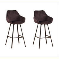 BARHOCKER-SET Samt, Velours Anthrazit Sitzfläche 180° drehbar, automatische Rückholfunktion  - Anthrazit/Schwarz, MODERN, Textil/Metall (55/109/57cm) - MID.YOU