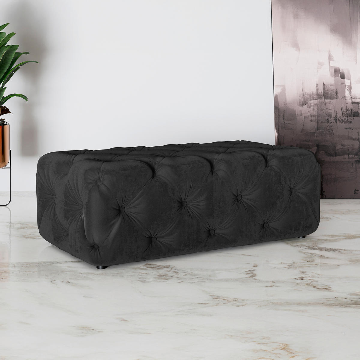 HOCKER in Textil Schwarz  - Schwarz, Design, Kunststoff/Textil (130/39/65cm) - P & B