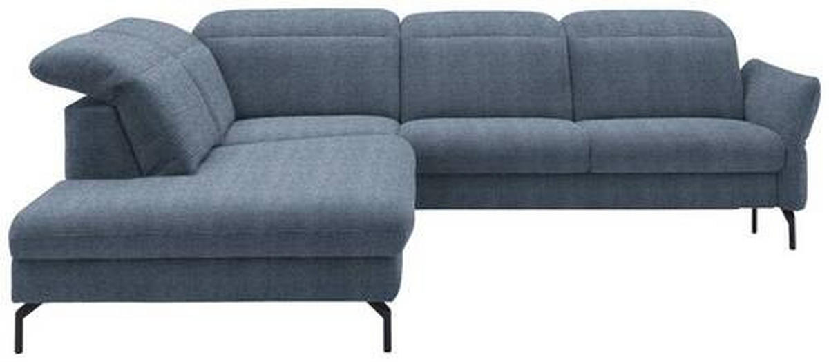 ECKSOFA in Flachgewebe Blau  - Blau/Schwarz, Design, Textil/Metall (233/299-313cm) - Dieter Knoll