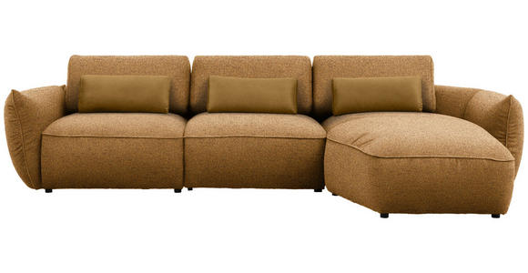 ECKSOFA  in Chenille Bronzefarben  340/190 cm  - Goldbraun/Schwarz, Design, Kunststoff/Textil (340/190cm) - Belluti
