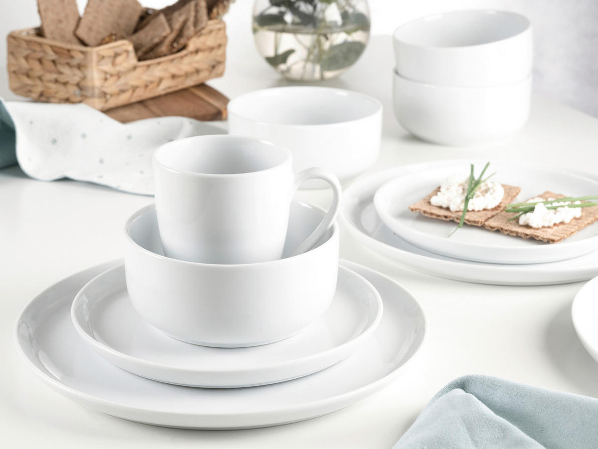 KOMPLETT SERVIS Scandi Weiss 16 delar  - vit, Basics, keramik - Creatable