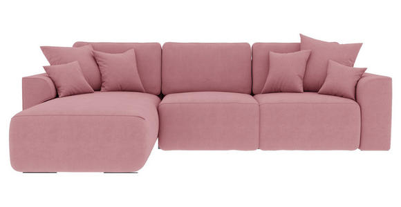 ECKSOFA in Velours Rosa  - Chromfarben/Rosa, KONVENTIONELL, Kunststoff/Textil (195/293cm) - Carryhome