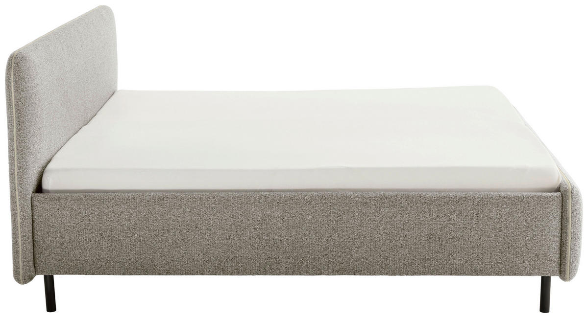 POLSTERBETT 180/200 cm  in Beige  - Beige/Schwarz, Design, Textil/Metall (180/200cm) - Xora