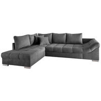 ECKSCHLAFSOFA in Mikrofaser Dunkelgrau  - Dunkelgrau/Silberfarben, Design, Holz/Textil (202/298cm) - MID.YOU