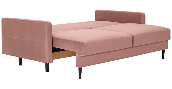SCHLAFSOFA  in Samt Rosa  - Schwarz/Rosa, KONVENTIONELL, Holz/Textil (220/95/98cm) - Carryhome