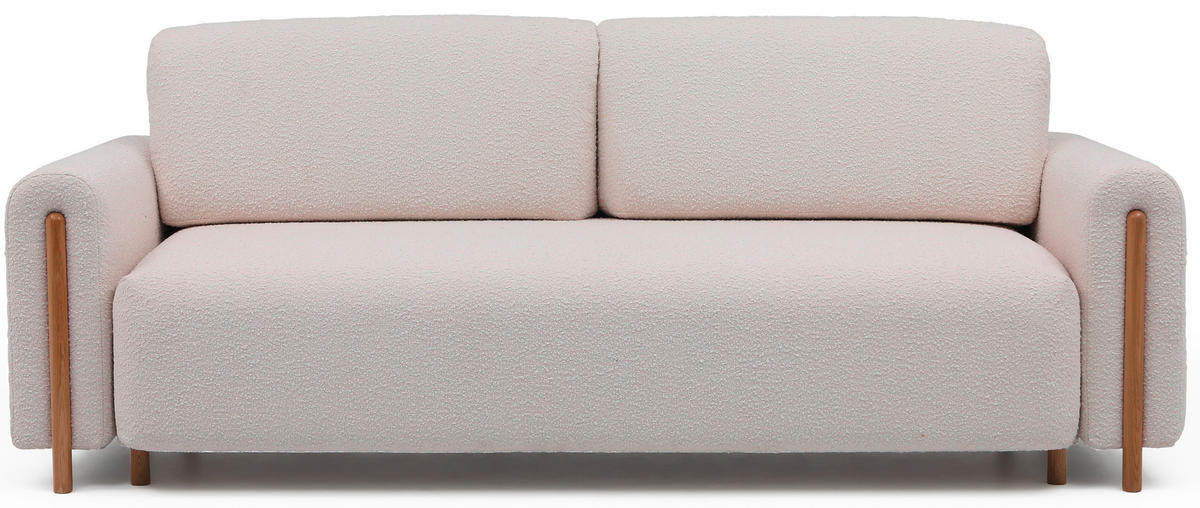 SCHLAFSOFA in Bouclé Naturfarben, Beige  - Eichefarben/Beige, Design, Holz/Textil (244/97/97cm) - MID.YOU