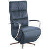 RELAXSESSEL in Leder Dunkelblau  - Chromfarben/Dunkelblau, Design, Leder/Metall (64/112/80cm) - Cantus