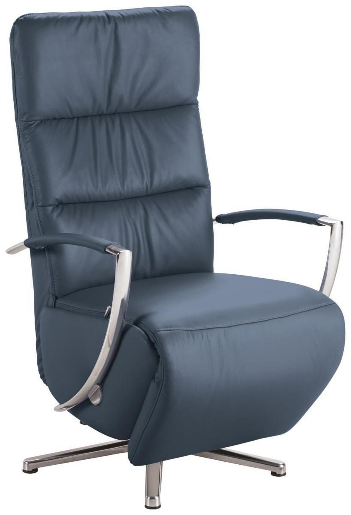RELAXSESSEL Echtleder    - Chromfarben/Dunkelblau, Design, Leder/Metall (64/112/80cm) - Cantus