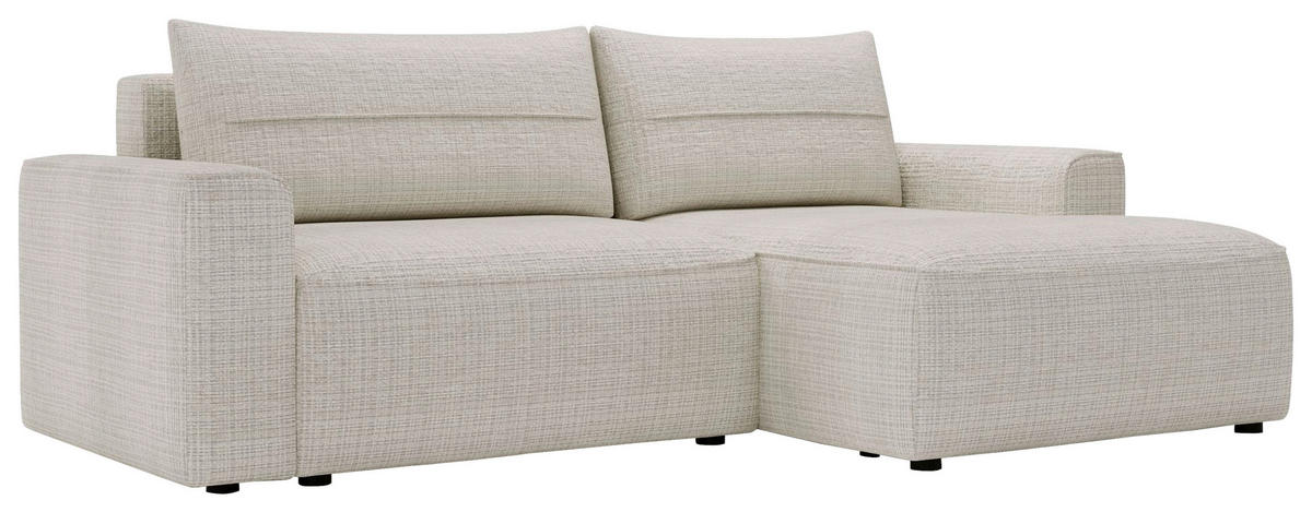 ECKSOFA in Chenille Creme  - Creme/Schwarz, Design, Kunststoff/Textil (233/144cm) - Livetastic