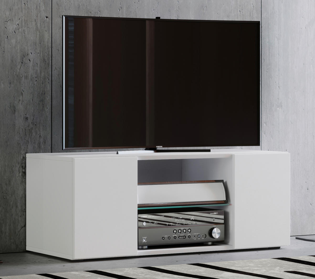 TV-ELEMENT - Schwarz/Weiß, KONVENTIONELL, Glas/Holzwerkstoff (95/40/36cm) - MID.YOU