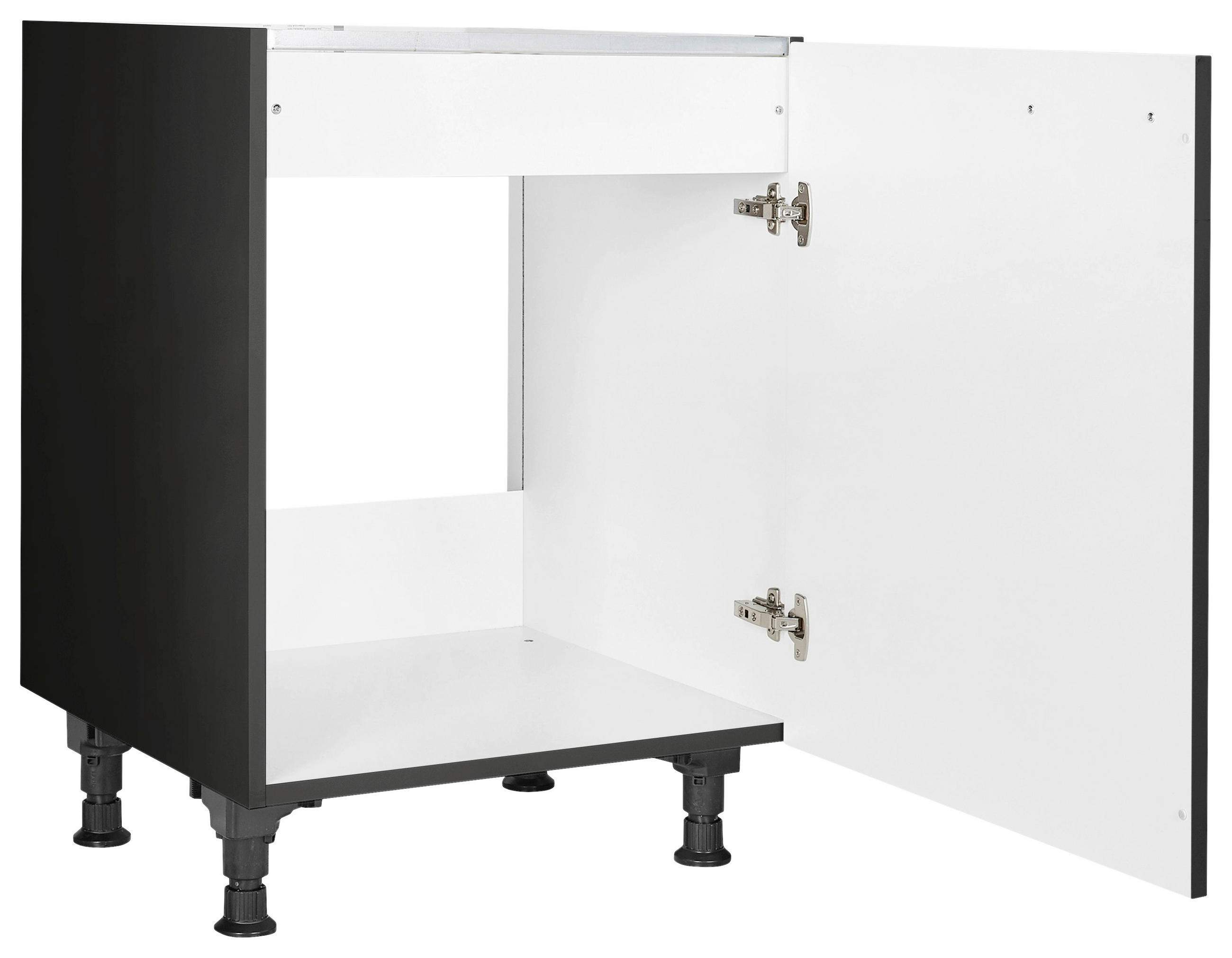 SPÜLENUNTERSCHRANK 60/87/56 cm  in Schwarz  - Edelstahlfarben/Schwarz, MODERN, Holzwerkstoff/Metall (60/87/56cm) - Nobilia